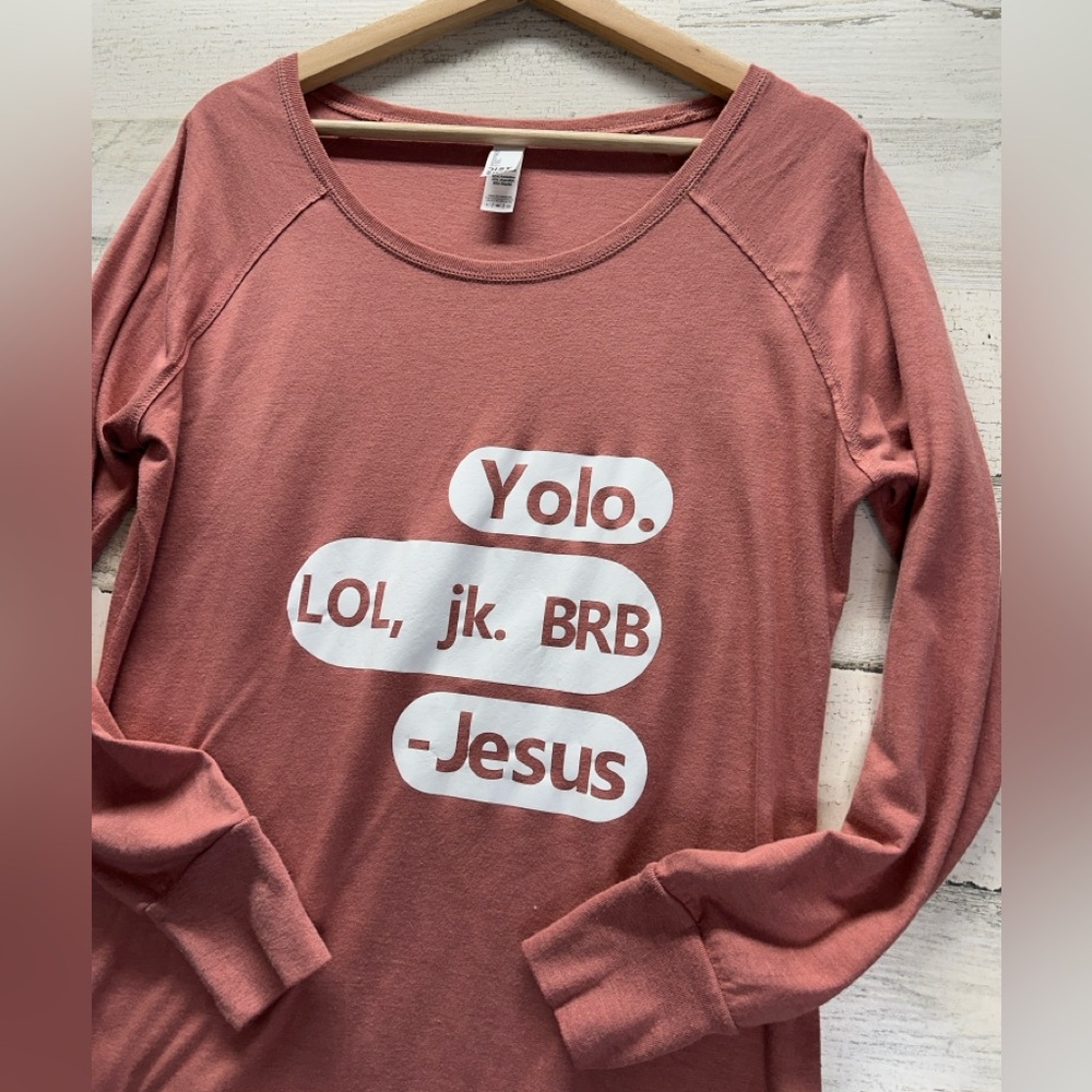 Jesus Graphic Tee Easter‎ Long Sleeve Top Womens Size Large